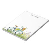 fiets met mand bloemen notitieblok (Gedraaid)