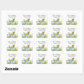fiets met mand bloemen vierkante sticker (Vel)