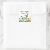 fiets met mand bloemen vierkante sticker (Tas)