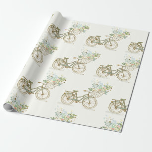 fiets met pakpapier met bloemen