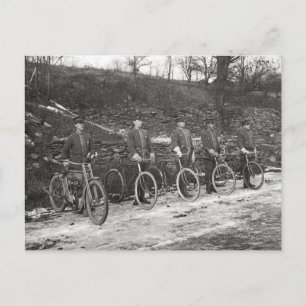 Fiets & Motorpolitie, 1915. Antieke foto Briefkaart