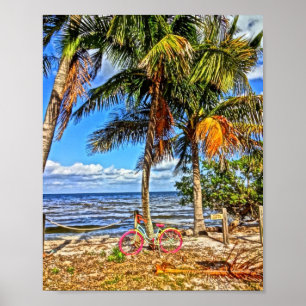 Fiets op het strand Pine Island Florida Printable  Poster
