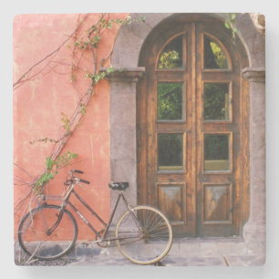  fiets op oud straatontwerp stenen onderzetter