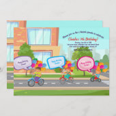 Fiets Parade Verjaardag Uitnodiging (Voorkant / Achterkant)