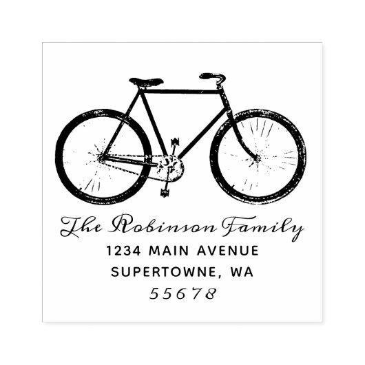 Fiets retour adres stempel, fiets, 	rubberstempel (Afrduk)