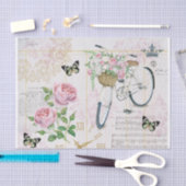  fiets, Rozen en vlinders collage Tissuepapier (Craft)