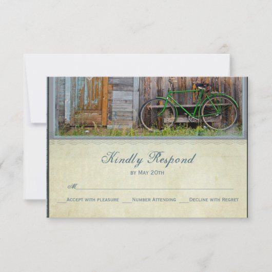  fiets Rustic Barn Wedding RSVP-kaarten RSVP Kaartje (Voorkant)