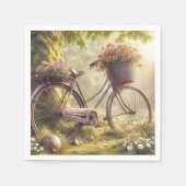 Fiets tussen bloemen custom party servetten 50 (Voorkant)