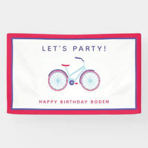 Fiets Verjaardagsfeestje Custom Rood Blauw Spandoek