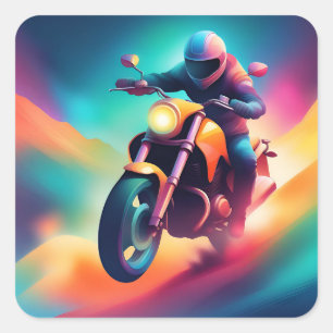 fiets vierkante sticker