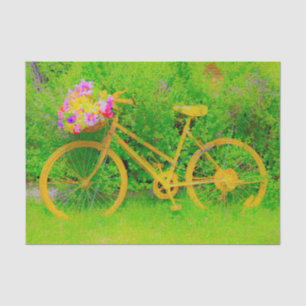 Fiets Vintage Landelijk Geel Groen Landelijk Tissuepapier
