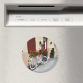 Fiets vol rode geranium bloemen magneet (Insitu (Vaatwasser))