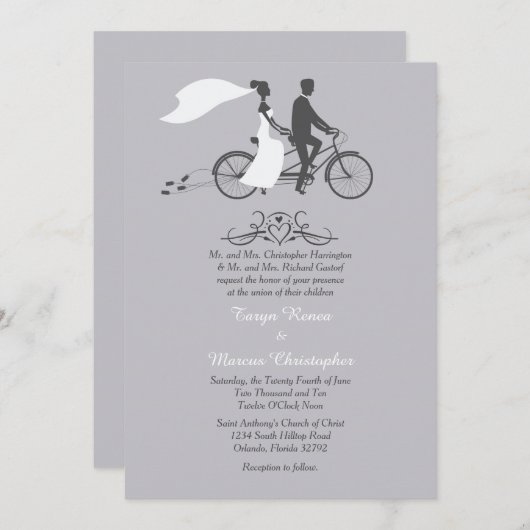 Fiets voor twee 5x7 huwelijksuitnodiging kaart (Voorkant / Achterkant)