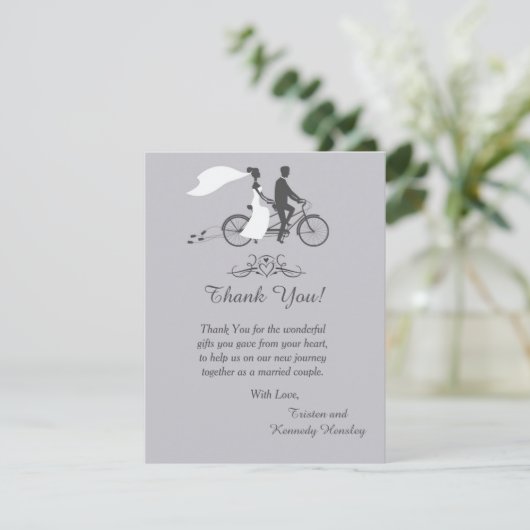 Fiets voor twee bruiloft 4x5 flat dank u kaart (Staand voorkant)