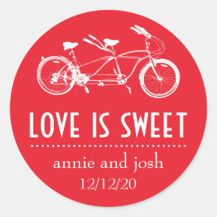 Fiets voor twee liefde is zoete etiketten (rood)