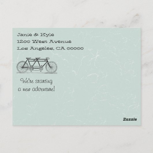 Fiets voor Twee wordt gebouwd die Gehuwd worden Briefkaart (Achterkant)