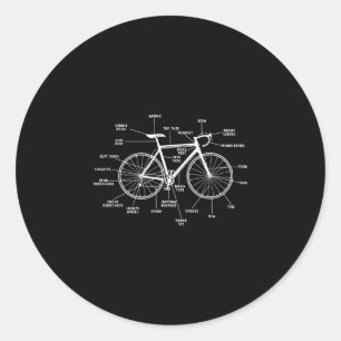 Fietsanatomie- grappige fietsdelen fietsen ronde sticker