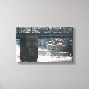 Fietsbrug Winter Scène Amsterdam Canvas Print