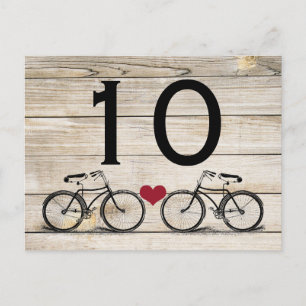 fietsbruiloft tafel nummers briefkaart
