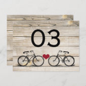 fietsbruiloft tafel nummers briefkaart (Voorkant / Achterkant)