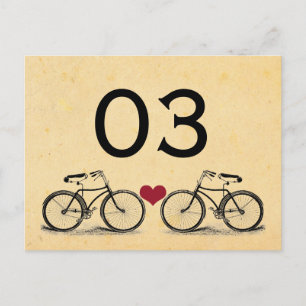 fietsbruiloft tafel nummers briefkaart
