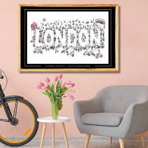 Fietscyclus rond London Line Art Poster