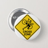 Fietscylockruis Road Sign Ronde Button 5,7 Cm (Voorkant /achterkant)