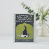 fietsdame en hond briefkaart (Staand voorkant)