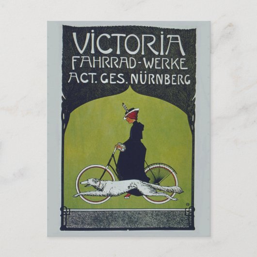 fietsdame en hond briefkaart (Voorkant)