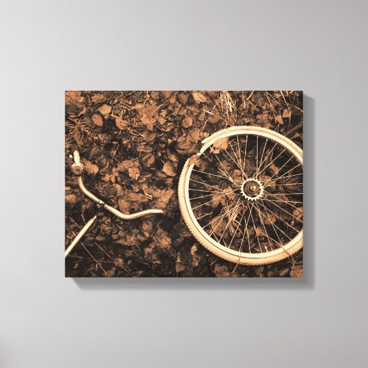 Fietsdelen met herfstbladeren canvas afdruk (Voorkant)