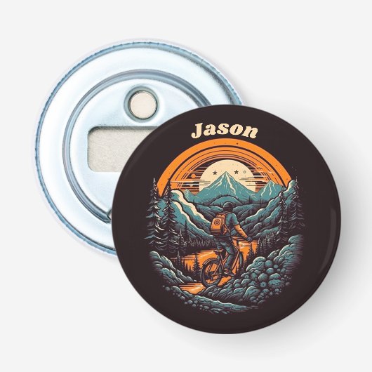 Fietsduur, retro aanpasbaar button flesopener (Voorkant)