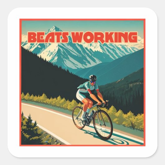 Fietsen Beats Werken Vierkante Sticker (Voorkant)