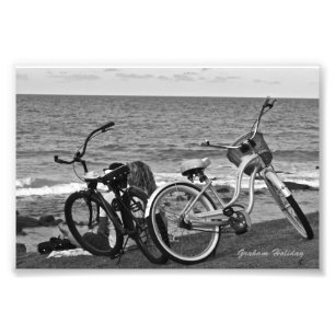 Fietsen bij de zee foto afdruk
