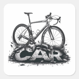Fietsen boven auto's vierkante sticker