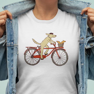 Fietsen Dog en Squirrel Fun Animal Art Whimsical T-shirt