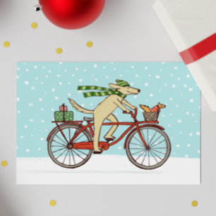 Fietsen Dog en Squirrel Whimsical Happy Holiday Feestdagen Kaart