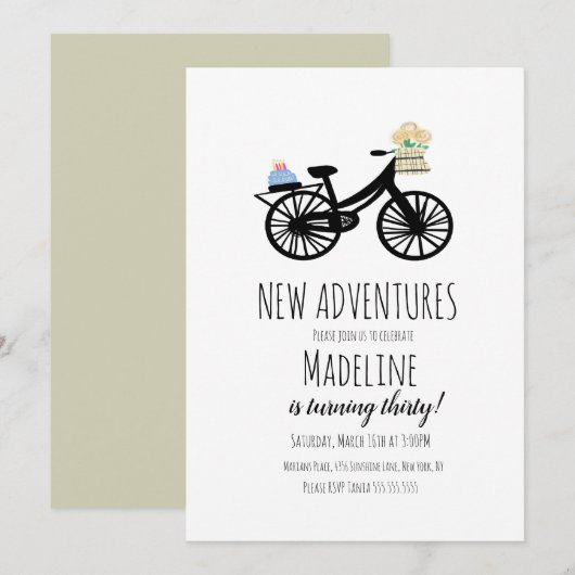  fietsen Eeuwse Cake Floral Kaart (Voorkant / Achterkant)