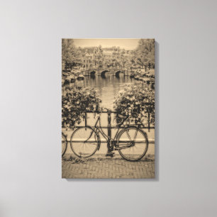 Fietsen en kanalen - Klassiek Amsterdam Canvas Afdruk