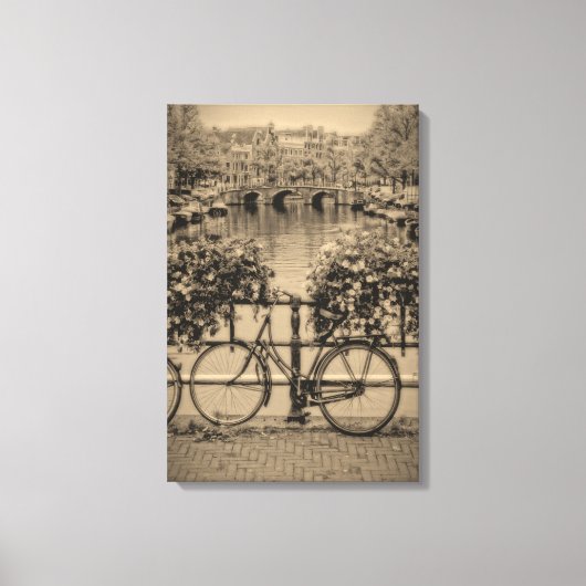 Fietsen en kanalen - Klassiek Amsterdam Canvas Afdruk (Voorkant)