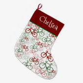 Fietsen Gepersonaliseerde Kerst Stocking Grote Kerstsok (Voorkant (Hangend))