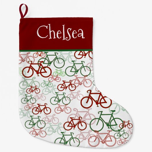 Fietsen Gepersonaliseerde Kerst Stocking Grote Kerstsok (Voorkant)