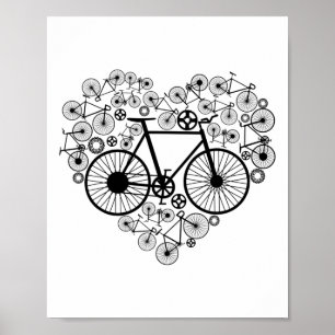 Fietsen Hart Shirt Schattig Mtb Weg Race Rijden Li Poster