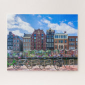 Fietsen Houses Along Amsterdam Canal Nederland Legpuzzel (Horizontaal)