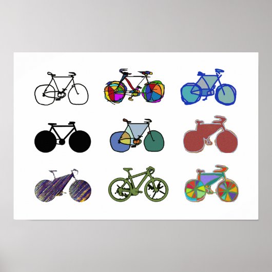 fietsen :) illustraties van grafische fietsen poster (Voorkant)