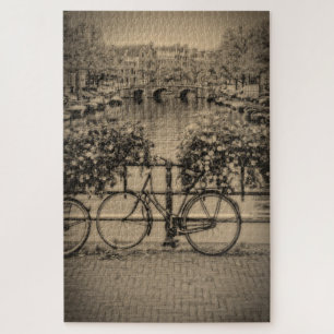 Fietsen in Amserdam - Sepia - 20x30 - 1014 pc Legpuzzel