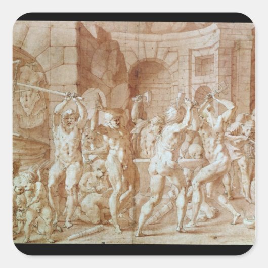 Fietsen in het Vulcaan Vierkante Sticker (Voorkant)