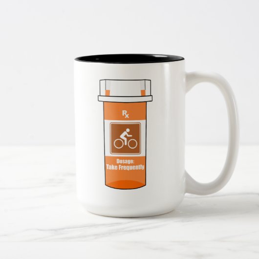 Fietsen is mijn medicijn tweekleurige koffiemok (Rechts)
