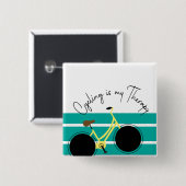 Fietsen is mijn therapie vierkante button 5,1 cm (Voorkant /achterkant)