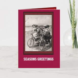 fietsen langs het strand feestdagen kaart