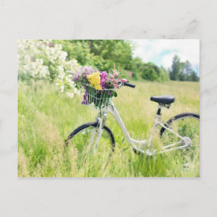 Fietsen met bloemen briefkaart